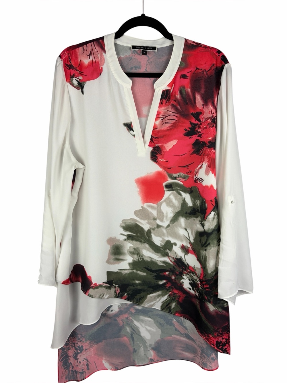 Melanie Lyne Size 16 Floral Layered Asymmetrical Tunic Blouse
